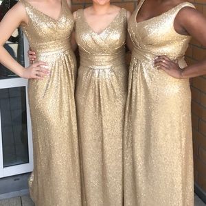 Bill Levkoff Gold Sequin Bridesmaid Dress